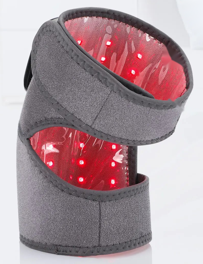 GlowKnee wrap pair with 44 red-light LEDs glowing